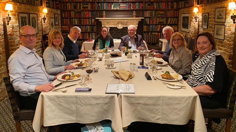 Group around the table at a restaurant